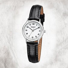 Regent Reloj De Cuero Para Damas F-972 Reloj De Cuarzo Pulsera Negra URF972
