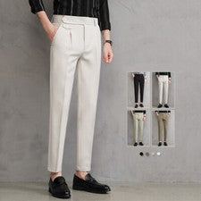 Pantalones de vestir informales informales de oficina de negocios de cintura alta para hombre de moda