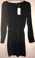 Vestido de mujer Vila, moda de noche, negro, cinturón de cuero talla M, manga larga NUEVO + regalos