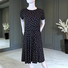 Vestido negro para mujer By Design XS - rosa lunares manga corta ajuste y acampanado ¡NUEVO CON ETIQUETAS!