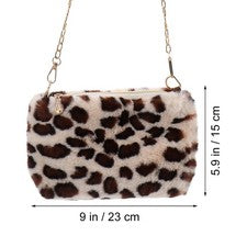 Bolso cruzado de felpa de leopardo para niñas Bolso de hombro de moda para uso diario