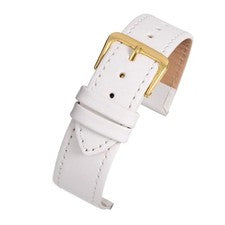 Correa de reloj de cuero liso blanco de 14 mm para la mayoría de los relojes
