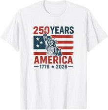 Camiseta 250 Años América Estatua de la Libertad Orgullosa Bandera de Estados Unidos