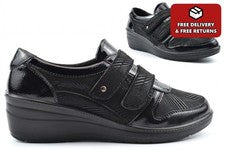 Boulevard Mujer Zapatillas de Tacón de Cuña Damas Entrenadores de Cuña Cierre Táctil Negro