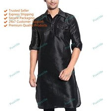 Camisa de moda para hombre para hombre larga Kurta Bland vestido de nailon ca...