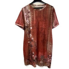 Camiseta Boho Y2K De Gran Tamaño Para Mujer Grande Con Bolsillos Floral