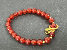 Pulsera ágata roja flexible 8 mm 18-20 cm perfectamente portátil