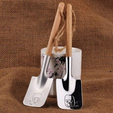 Par de cucharas mate y brillante 304 con mango de madera natural