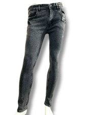Pantalones de mezclilla ajustados de 5 bolsillos gris oscuro para hombre