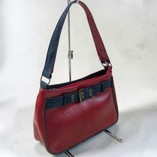 Bolso de Hombro Vintage Y2K Cinturón Borgoña Denim Imitación Cuero Sin Stock Sin Usar