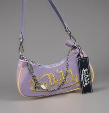 Bolso de hombro Von Dutch para mujer talla única púrpura dorado, dijes plateados nuevo con etiquetas