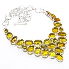 Collar de joyas de piedras preciosas de citrino hecho a mano 18"