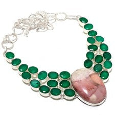 Collar Joyería Hecho a Mano Mookaite, Piedras Preciosas Esmeralda 18"
