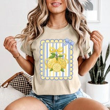 Camiseta Limón Verano Coqueta Lazo Mujer Fruta Limón Verano Moda Regalo Para Ella