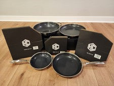Juego de sartenes híbridas HexClad de 7 piezas 8” 10” 12” pulgadas con tapas y wok de 12”