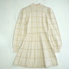 Vestido crema muñeca cristal con rayas doradas para mujer talla XS