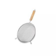 Pala de cocina de doble oreja con malla fina y mango de madera