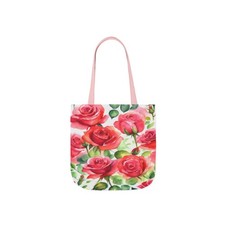 Bolso de Hombro Rosa Grande Flores Oscuras Patrón Acuarela Bolso de Lona