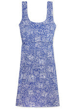 Vestido para mujer - Vestido floral estampado - Solero - Mediano - Azul neón