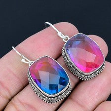 Pendiente de joyería de plata esterlina 925 hecho a mano con piedras...