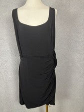 Vestido de cóctel Bar III para mujer negro envolvente sin mangas elástico 3X nuevo sin etiqueta