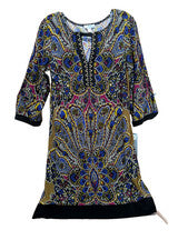 Vestido vaina para mujer London Times 12 estampado geométrico floral con tachuelas nuevo con etiquetas