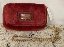 NUEVO CON ETIQUETAS VEGANO Bolso Bandolera Mujer Piel Sintética Rojo Profundo Con Detalles Dorados