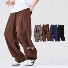 Pantalones de trabajo cargo sueltos estilo retro japonés para hombre pantalones informales algodón talla grande
