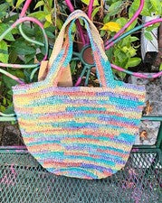 Nuevo Bolso de Hombro Grande de Rafia para Mujer Multicolor Bloques Kultura Filipino