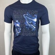 Camiseta Armani Exchange Hombre Cuello Redondo Manga Corta Algodón Calce Regular Logo Azul Marino