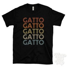CAMISETA GATTO ESTILO RETRO REPETIDO Hombre y Mujer Novedad Genial Nombre Regalo