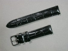 Correa de reloj de cuero auténtico cocodrilo negro 18 mm de ancho hebilla de acero inoxidable 1118