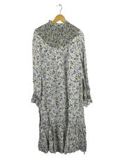 Vestido de verano Zara volante azul y blanco estampado floral talla 40