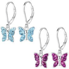 Pendientes Mariposa Niños Cristal Piedra Mujer Pendientes Plata de Ley 925
