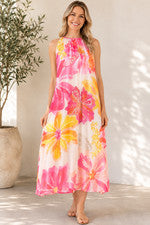Vestido largo de gasa MISSY sin mangas "Aloha Dreams" - pedrería y brillo - NUEVO