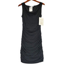 Vestido Boston Proper Para Mujer 4 Negro Ajustado y Forma Acanalado Capucha Cuello Sin Mangas Nuevo con Etiquetas