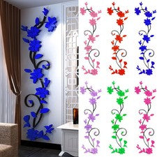 Calcomanía de pared 3D espejo flor hágalo usted mismo extraíble hogar habitación decoración arte mural