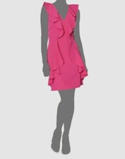 Mini vestido para mujer Laundry by Shelli Segal rosa sin mangas con volantes talla 8