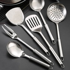 Juego de utensilios de cocina de acero inoxidable utensilios de cocina herramienta cuchara para hornear espátula antiadh