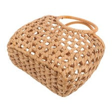 Bolso de mano de paja para mujer: bolso de playa de verano tejido a mano con asa - 10,6 x 9,1 pulgadas