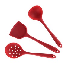 Juego de utensilios de silicona de 3 piezas herramientas de cocina resistentes al calor aparatos de cocina rojos