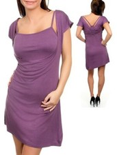 Mujeres Vestido Púrpura Túnica Camiseta sin Mangas Gorra Sexy Informal Verano Moda