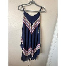NUEVO CON ETIQUETAS AS U WISH Vestido Mujer Pequeño Azul Marino Sin Mangas Chevron Correas de Espagueti Moda