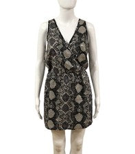 Mini Vestido Romeo Julieta Para Mujer Talla S Sin Mangas Cuello en V Estampado Animal Serpiente