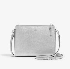 NUEVO Bolso Bandolera Lo & Sons The Pearl Metálico Plateado Para Mujer *LEER*