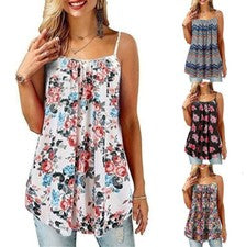 Moda Estampado Talla Informal Correa Verano Para Mujer Top Grande Suelto