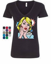 OMG! SRSLY? Divertida Camiseta Para Mujer Cuello en V Estilo Vintage Cómic Sarcástico Arte Pop