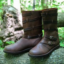 Botas de cuero medievales | Zapatos vikingos renacentistas | Disfraz marrón pirata