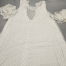 Mini Vestido Soprano de Encaje Para Mujer Pequeño Blanco Hombro Frío Columpio D12877RK