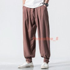 Hombres Nuevos Pantalones Hakama Sueltos Estilo Japonés Boho Deportivos Largos Sueltos Talla